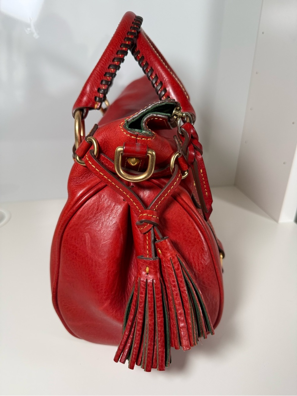 Dooney & Bourke Florentine Leather Satchel – Red - Picture 4 of 16